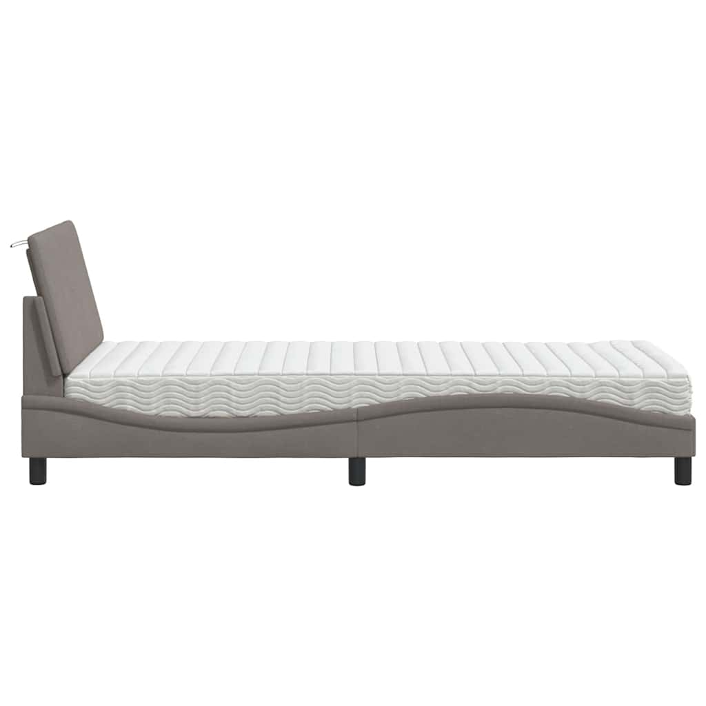 Letto con Materasso Hanko Tortora 90x190 cm in Tessuto