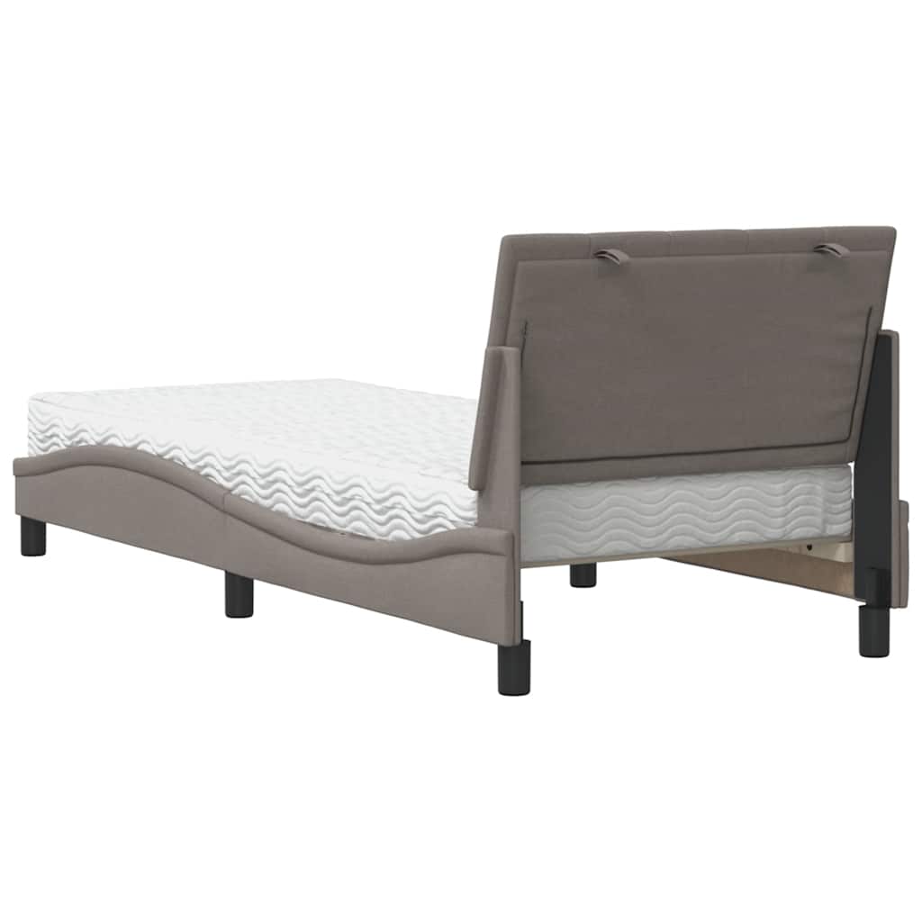 Letto con Materasso Hanko Tortora 90x190 cm in Tessuto