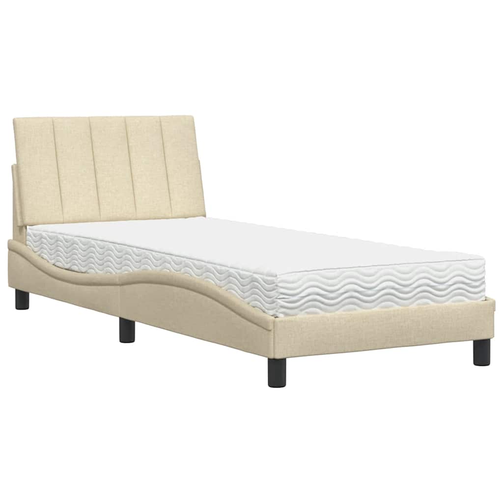 Letto con Materasso Crema 90x190 cm in Tessuto - homemem39