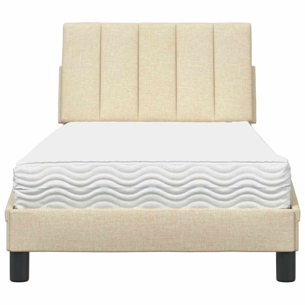 Letto con Materasso Crema 90x190 cm in Tessuto - homemem39