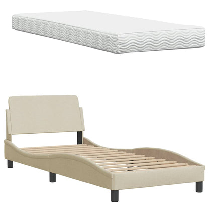 Letto con Materasso Crema 90x190 cm in Tessuto - homemem39