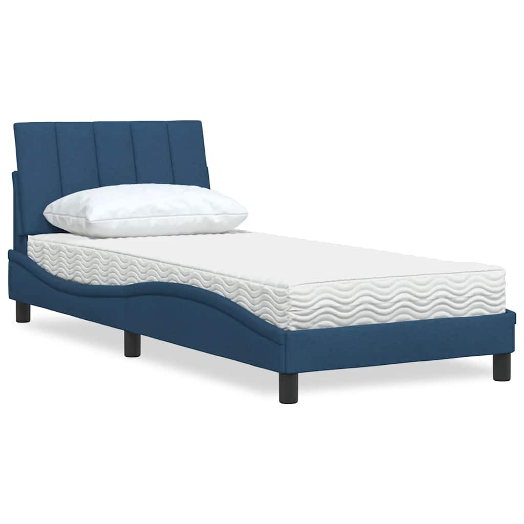 Letto con Materasso Hanko Blu 90x190 cm in Tessuto | homemem39