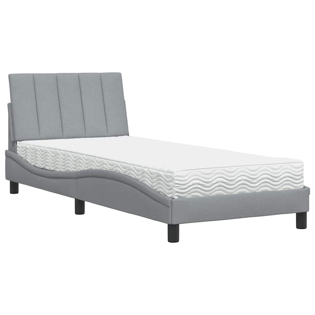 Letto con Materasso Hanko Grigio Chiaro 90x200 cm in Tessuto