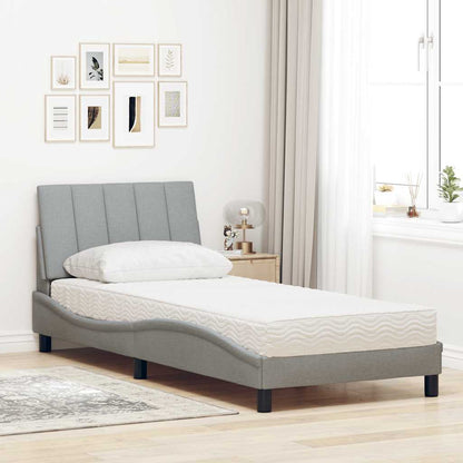 Letto con Materasso Grigio Chiaro 90x200 cm in Tessuto - homemem39