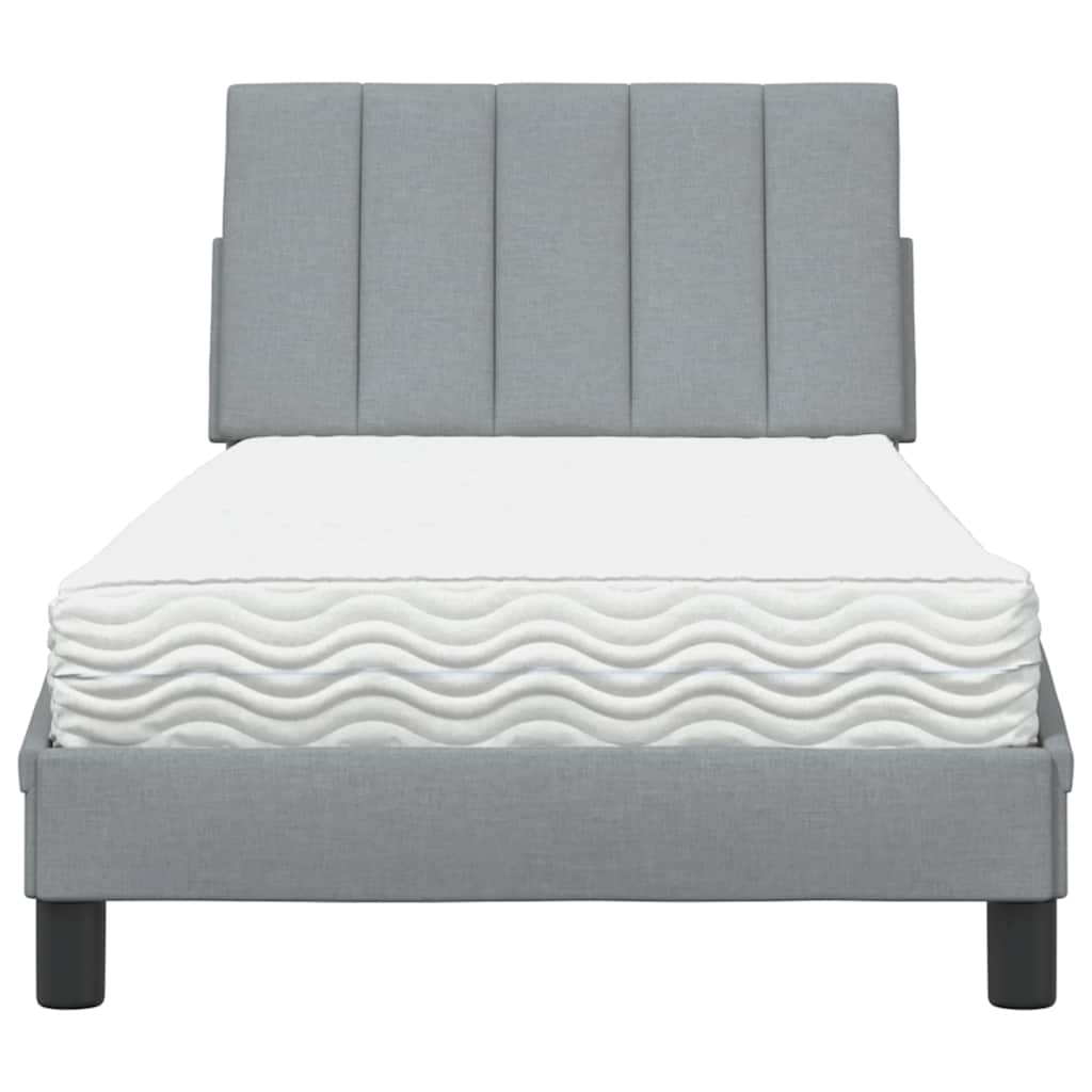 Letto con Materasso Grigio Chiaro 90x200 cm in Tessuto - homemem39