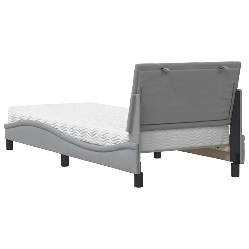 Letto con Materasso Hanko Grigio Chiaro 90x200 cm in Tessuto