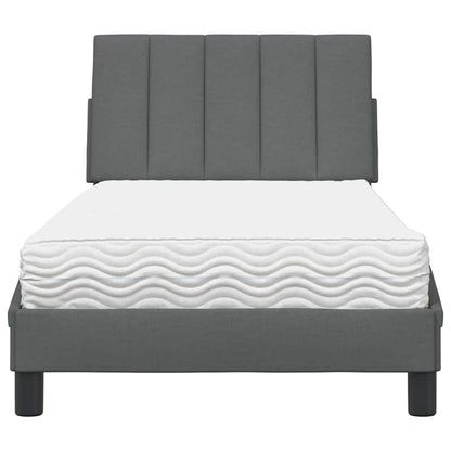 Letto con Materasso Hanko Grigio Scuro 90x200 cm in Tessuto - homemem39