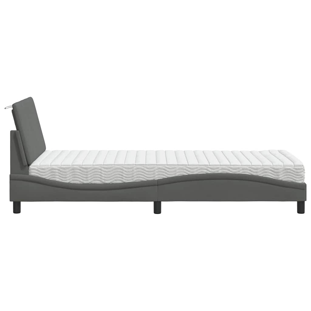 Letto con Materasso Hanko Grigio Scuro 90x200 cm in Tessuto - homemem39