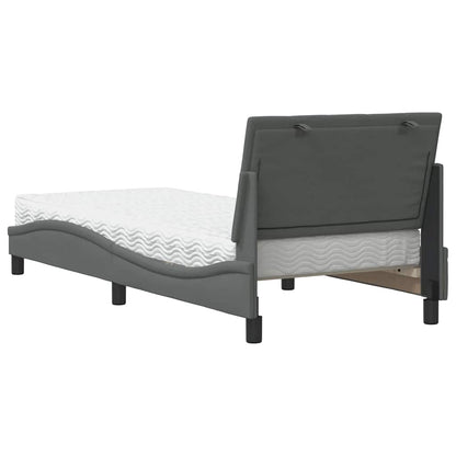 Letto con Materasso Hanko Grigio Scuro 90x200 cm in Tessuto - homemem39