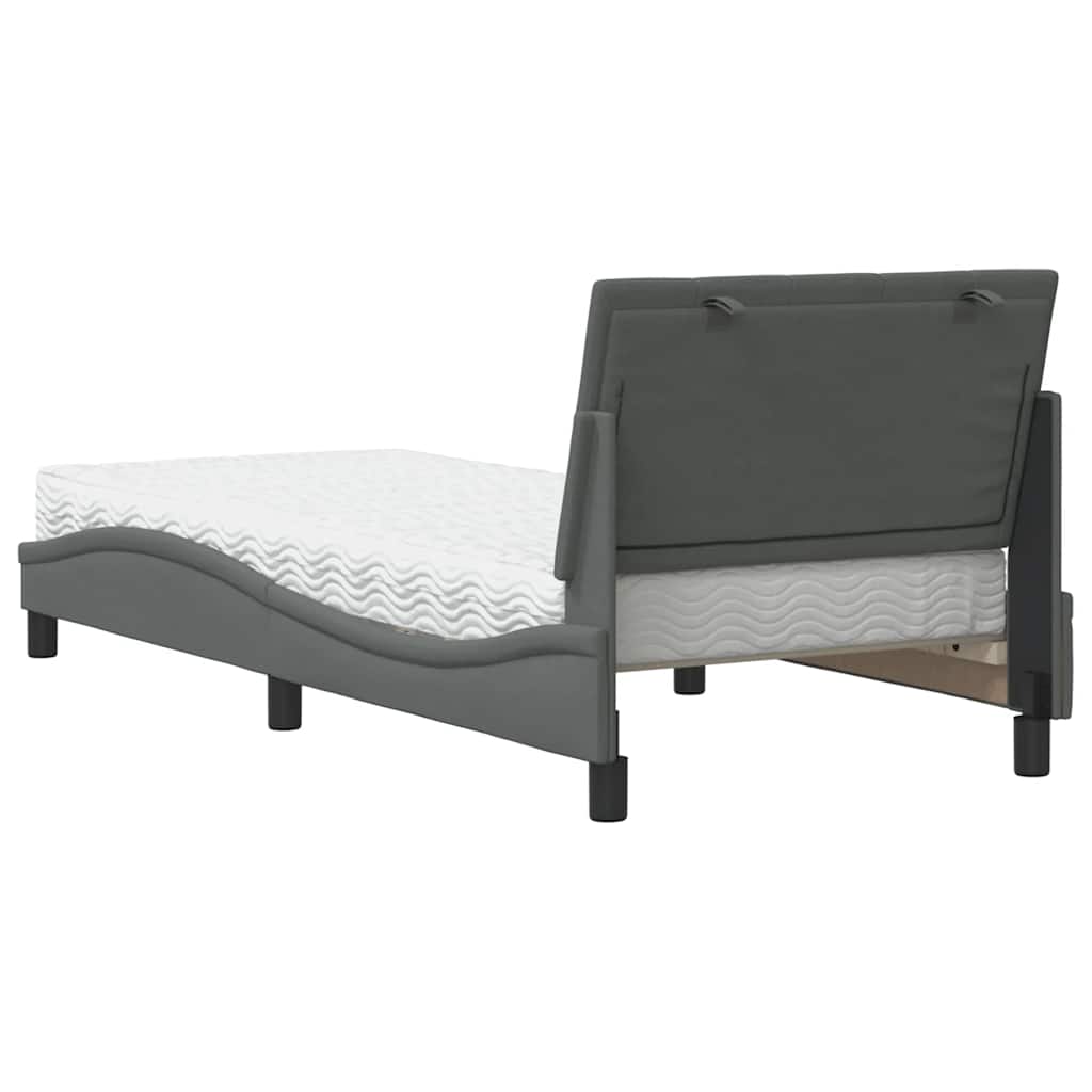 Letto con Materasso Hanko Grigio Scuro 90x200 cm in Tessuto