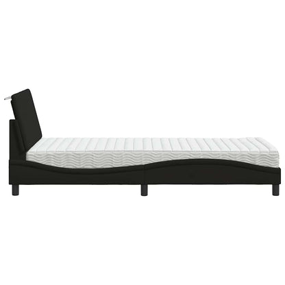 Letto con Materasso Hanko Nero 90x200 cm in Tessuto