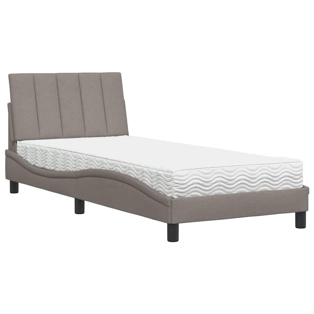 Letto con Materasso Hanko Tortora 90x200 cm in Tessuto