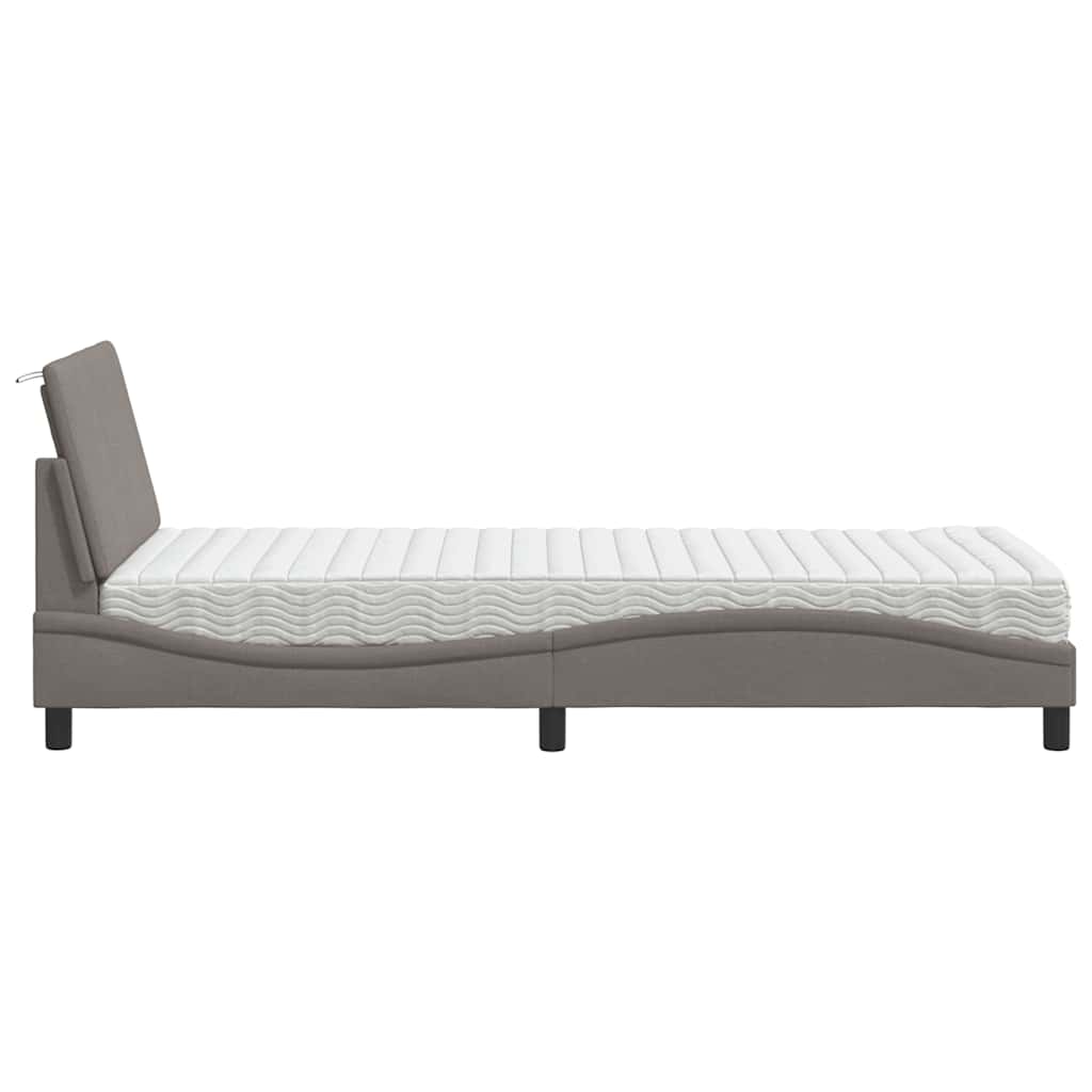 Letto con Materasso Hanko Tortora 90x200 cm in Tessuto