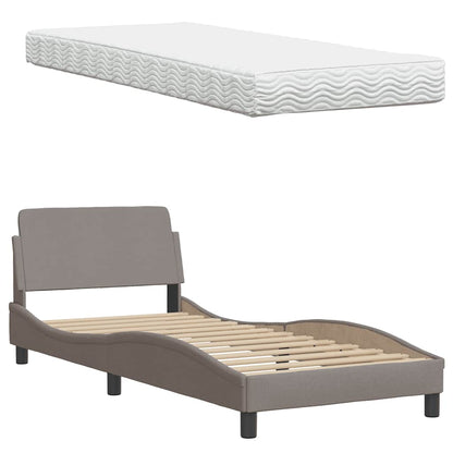 Letto con Materasso Hanko Tortora 90x200 cm in Tessuto