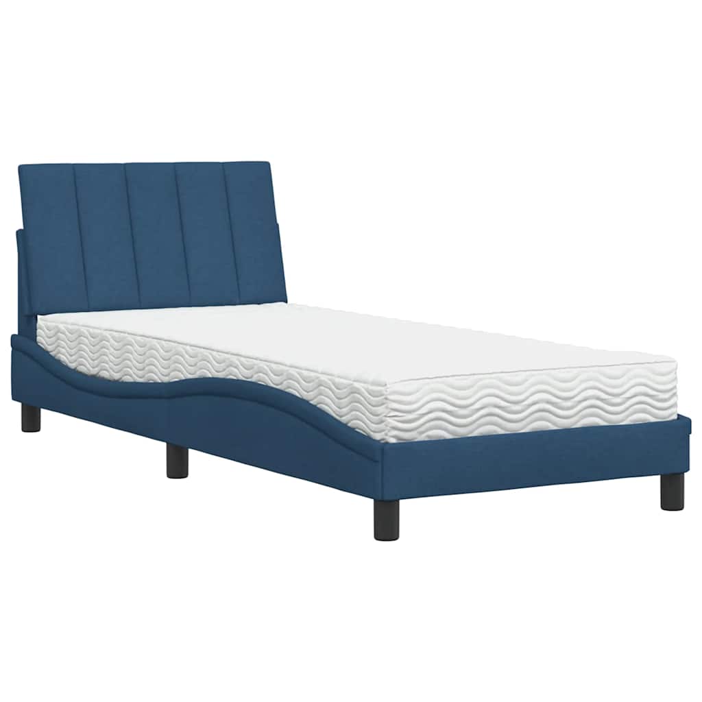 Letto con Materasso Hanko Blu 90x200 cm in Tessuto - homemem39
