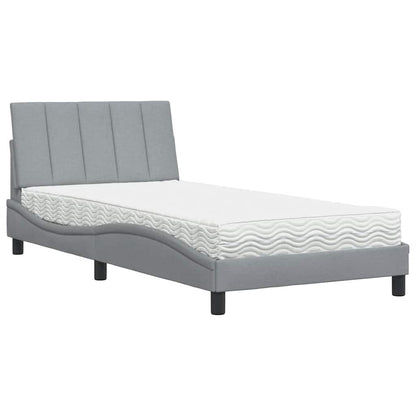 Letto con Materasso Hanko Grigio Chiaro 100x200 cm in Tessuto | homemem39