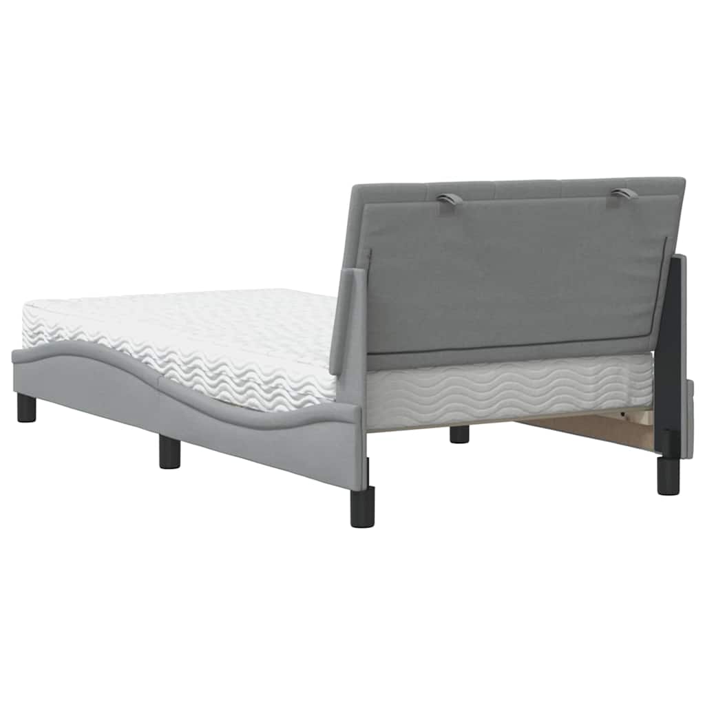 Letto con Materasso Hanko Grigio Chiaro 100x200 cm in Tessuto