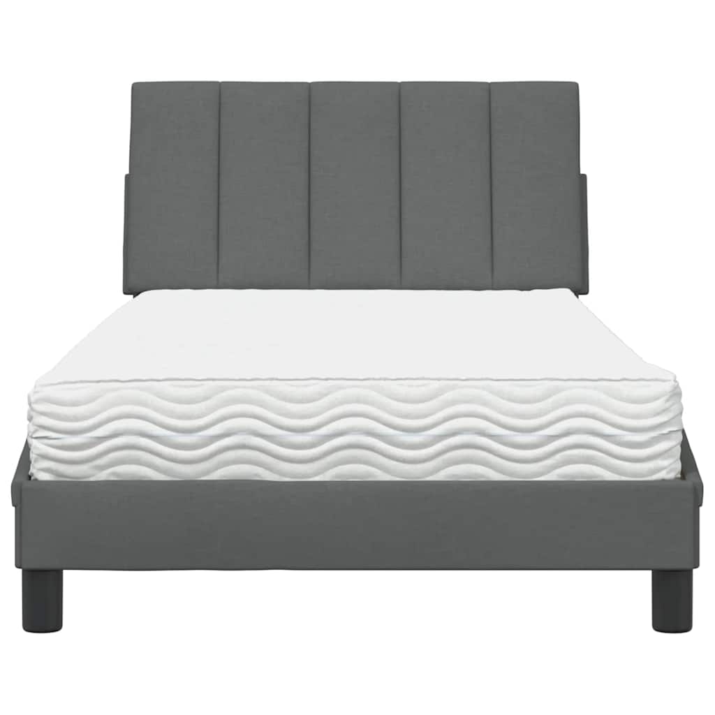Letto con Materasso Grigio Scuro 100x200 cm in Tessuto - homemem39