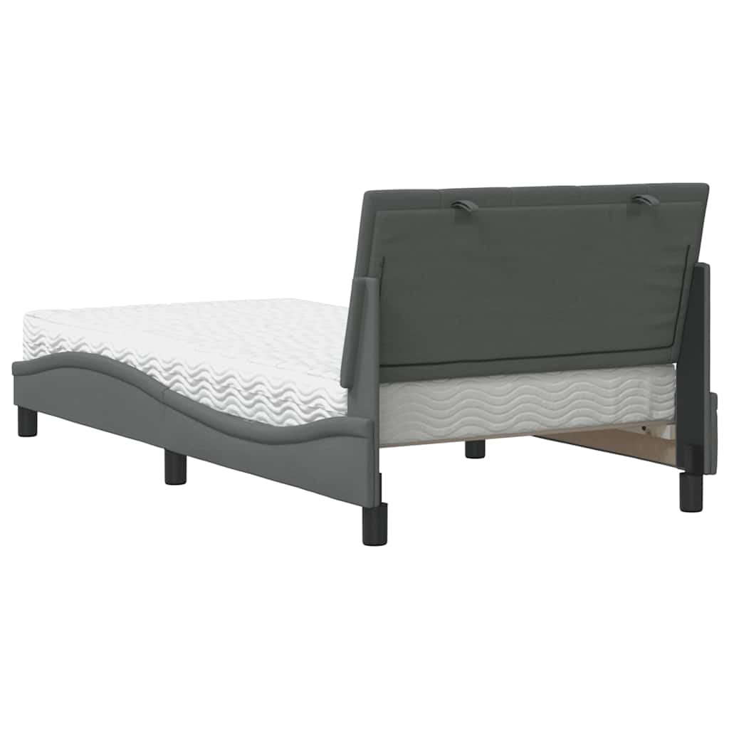Letto con Materasso Hanko Grigio Scuro 100x200 cm in Tessuto