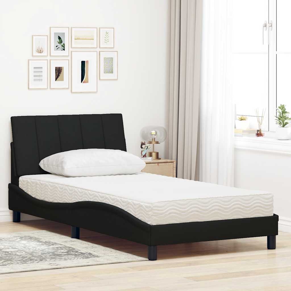 Letto con Materasso Hanko Nero 100x200 cm in Tessuto | homemem39