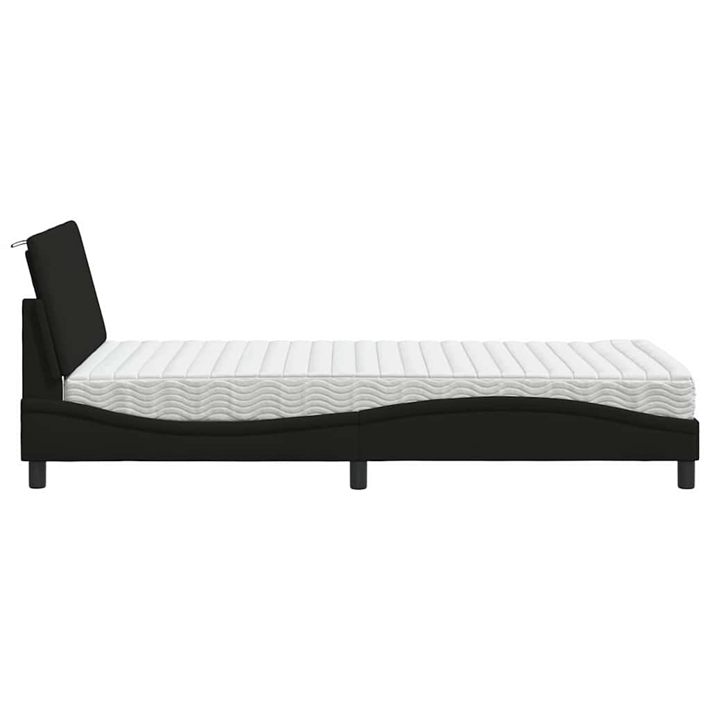 Letto con Materasso Hanko Nero 100x200 cm in Tessuto | homemem39