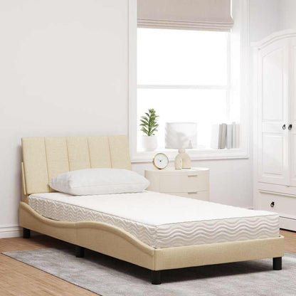 Letto con Materasso Crema 100x200 cm in Tessuto - homemem39
