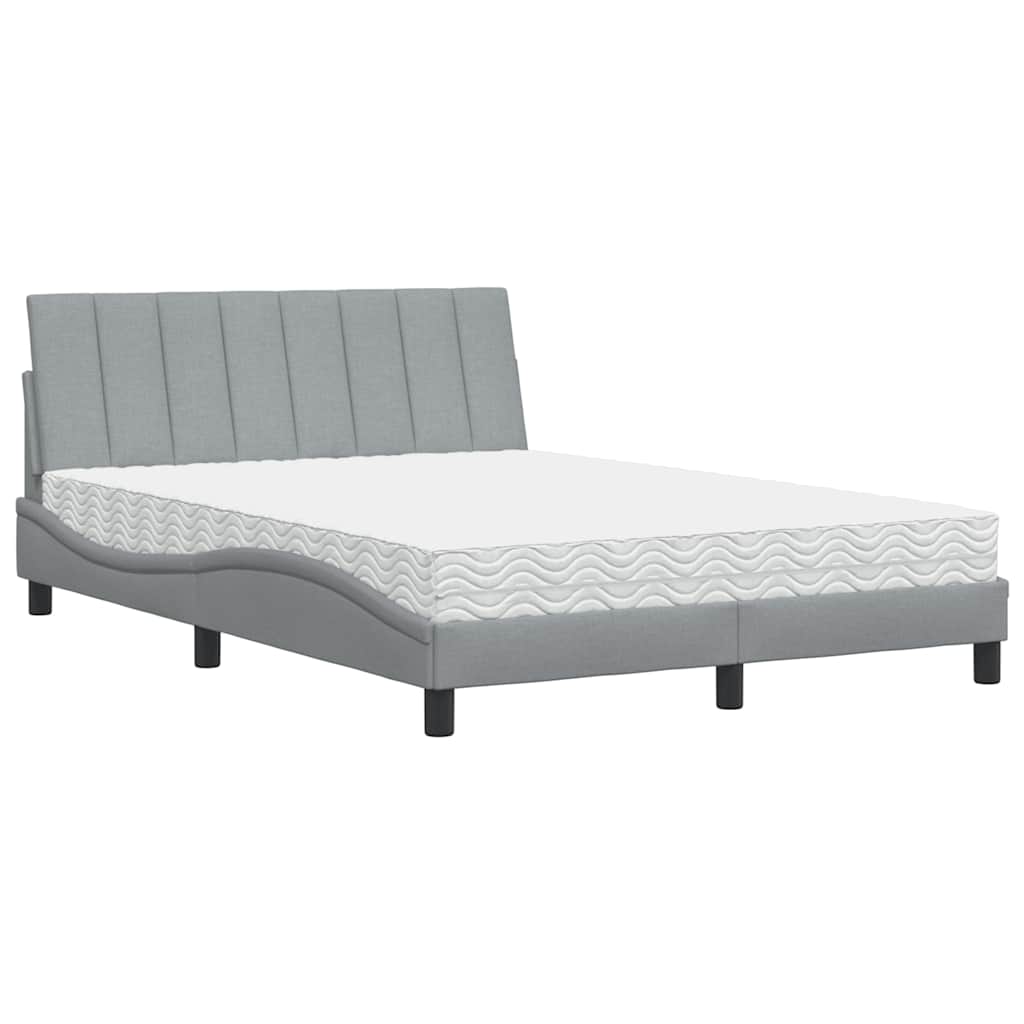 Letto con Materasso Hanko Grigio Chiaro 120x200cm Tessuto