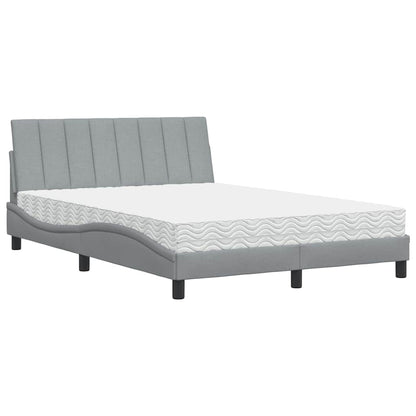 Letto con Materasso Hanko Grigio Chiaro 120x200cm Tessuto
