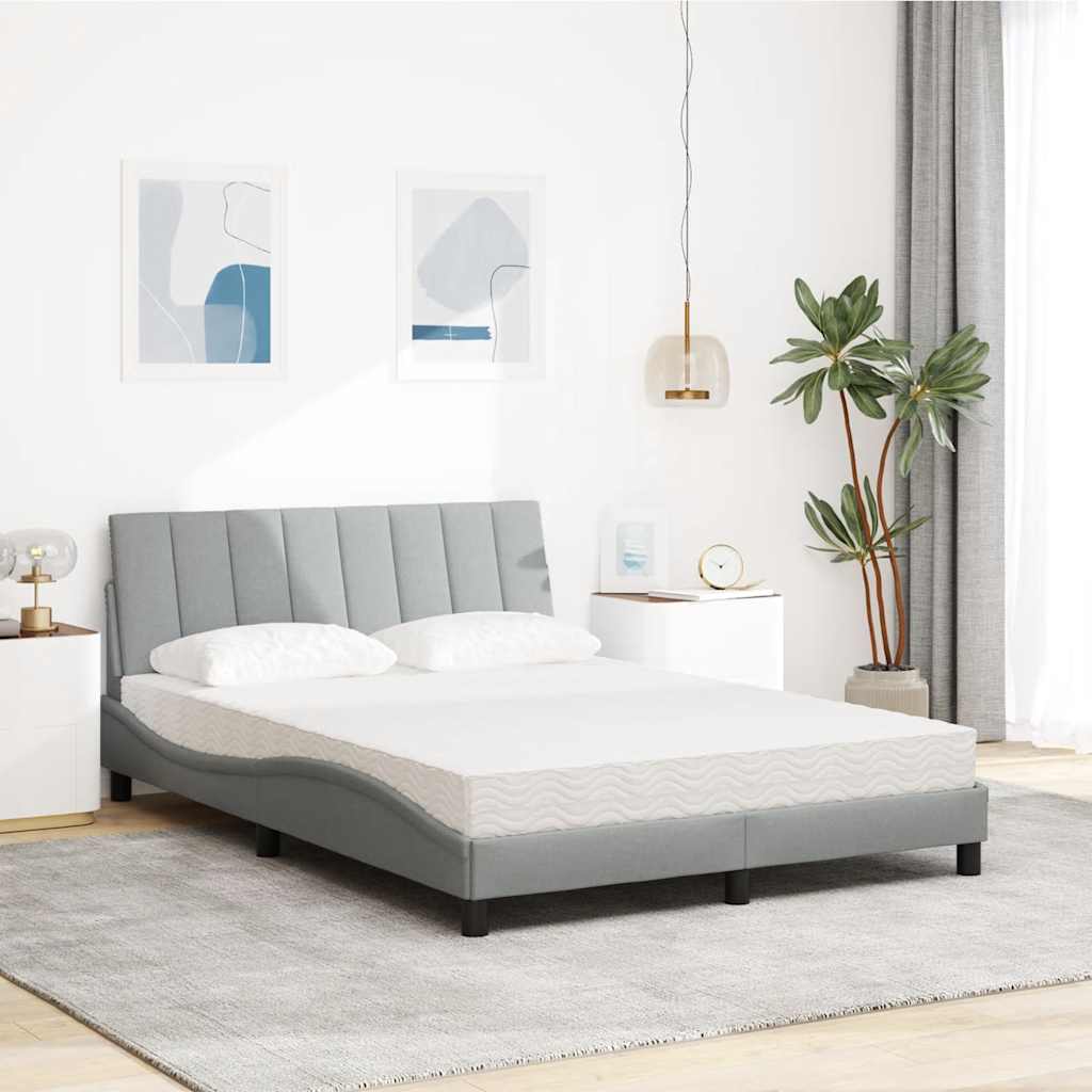 Letto con Materasso Hanko Grigio Chiaro 120x200cm Tessuto