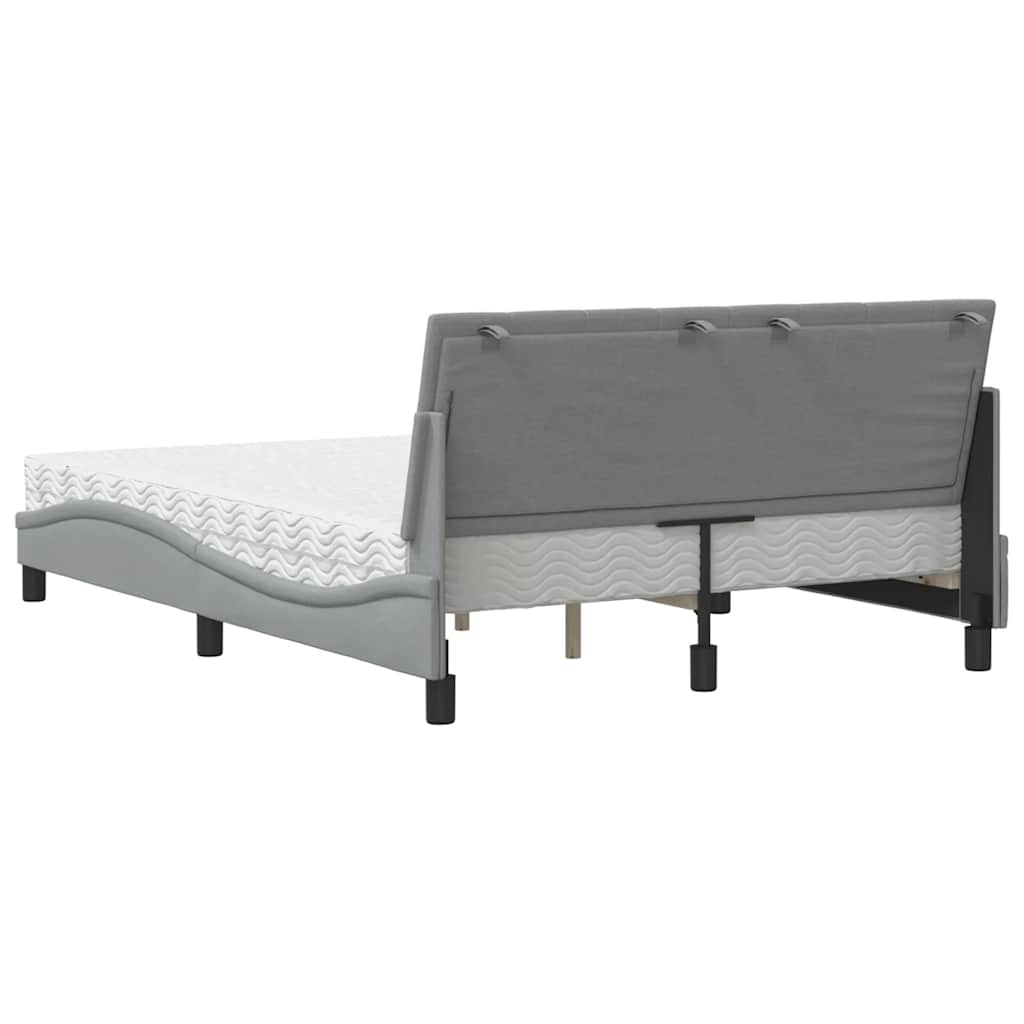 Letto con Materasso Hanko Grigio Chiaro 120x200cm Tessuto