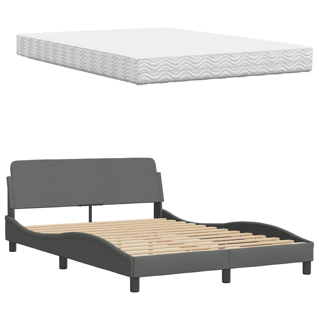 Letto con Materasso Hanko Grigio Scuro 120x200 cm Tessuto