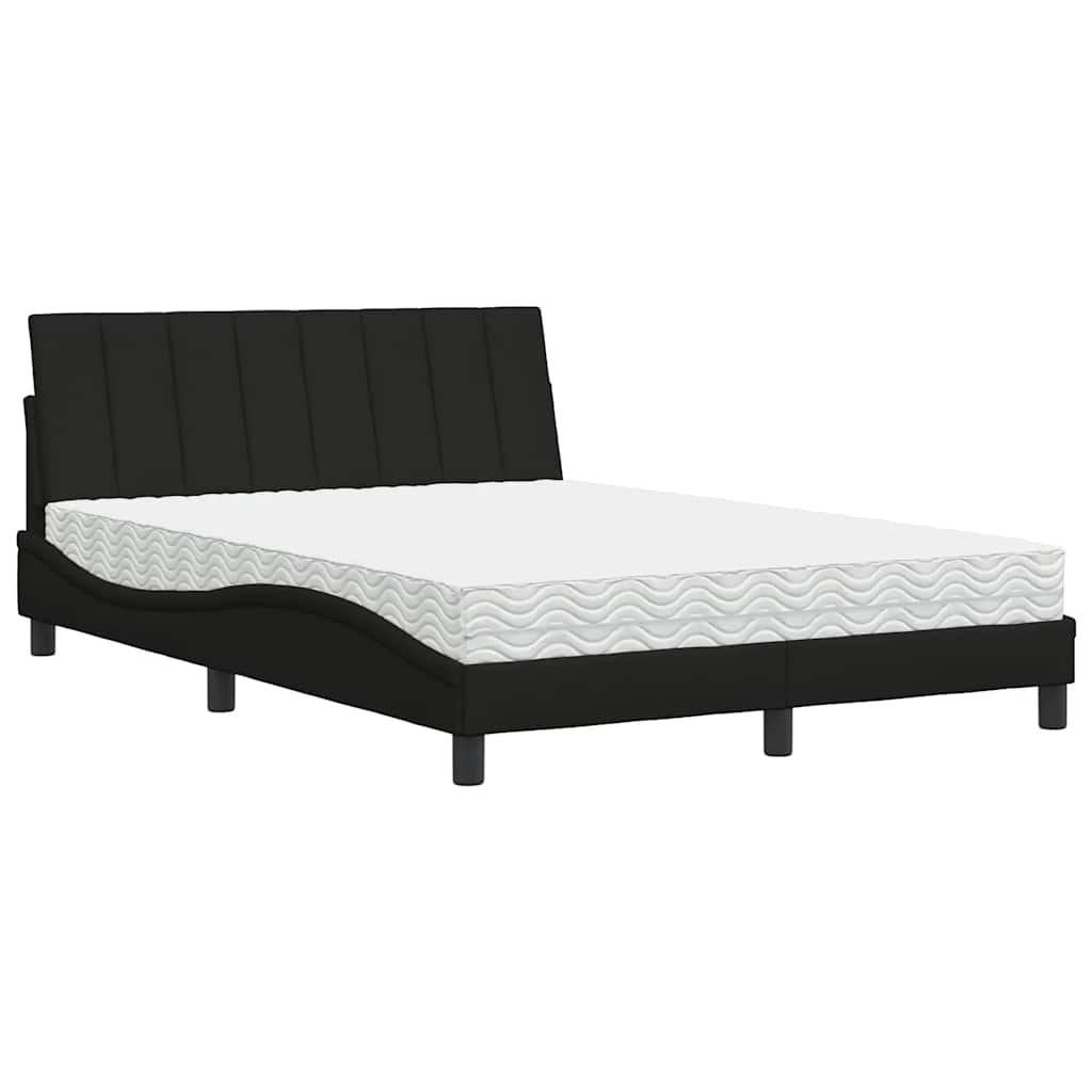 Letto con Materasso Hanko Nero 120x200 cm in Tessuto