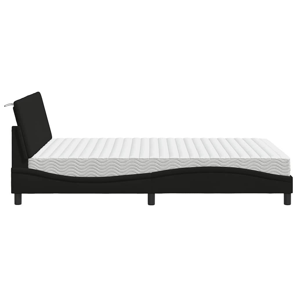 Letto con Materasso Hanko Nero 120x200 cm in Tessuto