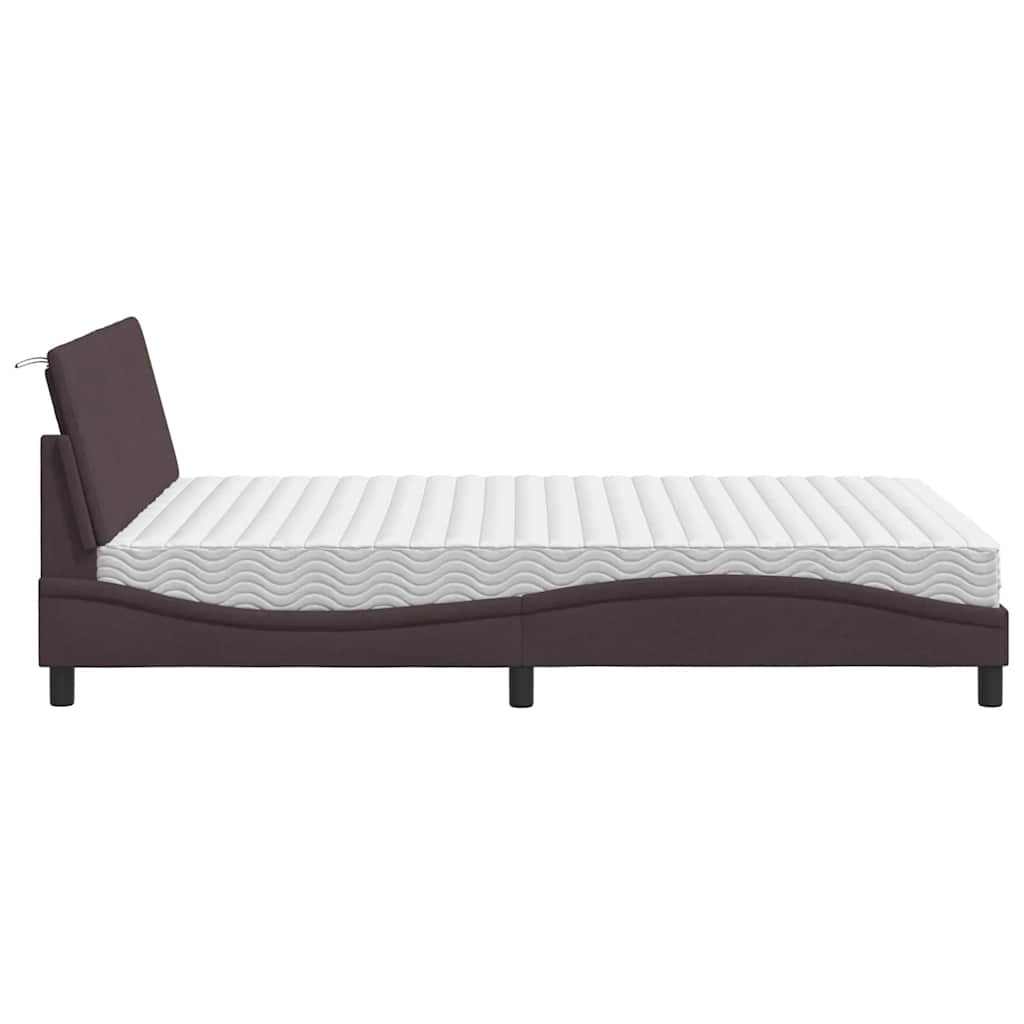 Letto con Materasso Hanko Marrone Scuro 120x200cm Tessuto