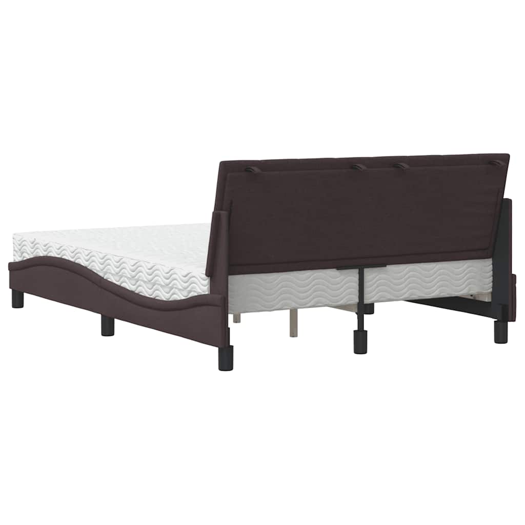 Letto con Materasso Hanko Marrone Scuro 120x200cm Tessuto