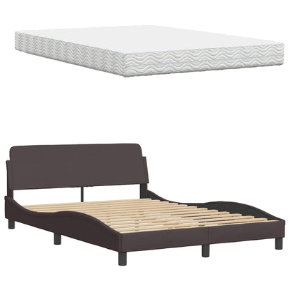 Letto con Materasso Hanko Marrone Scuro 120x200cm Tessuto