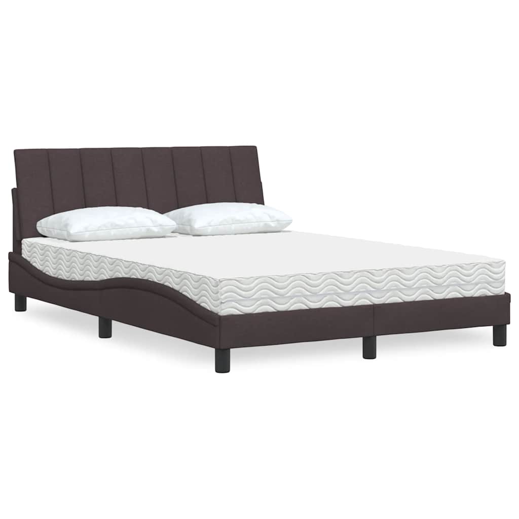 Letto con Materasso Hanko Marrone Scuro 120x200cm Tessuto