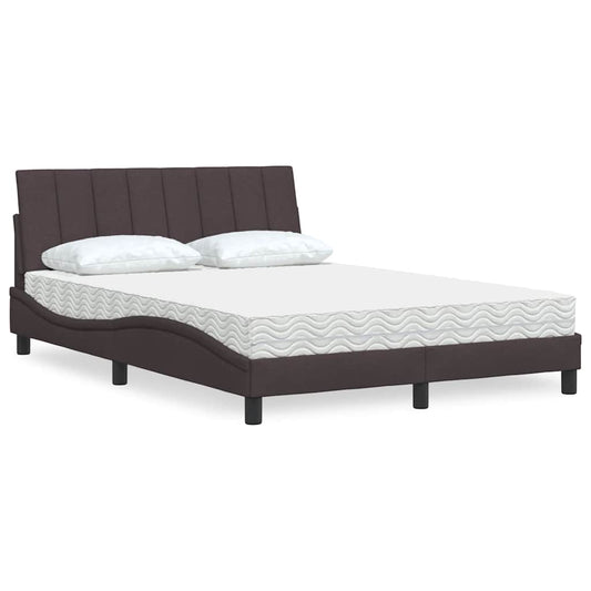 Letto con Materasso Hanko Marrone Scuro 120x200cm Tessuto