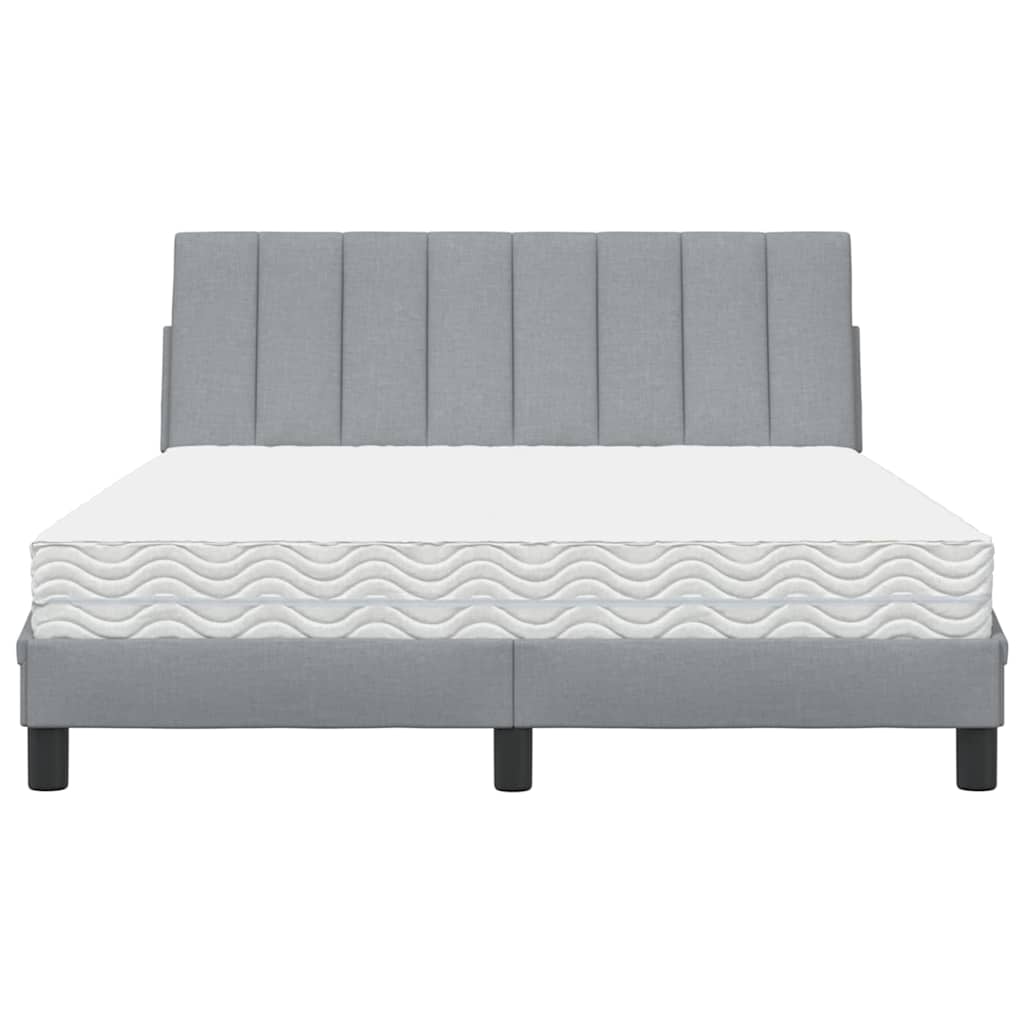Letto con Materasso Grigio Chiaro 140x190cm Tessuto - homemem39