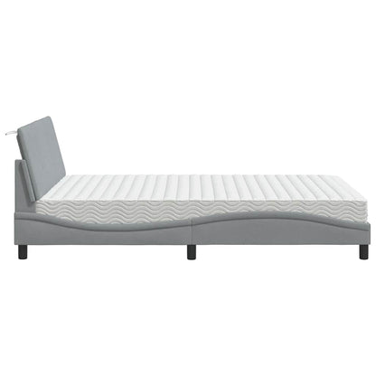Letto con Materasso Grigio Chiaro 140x190cm Tessuto - homemem39