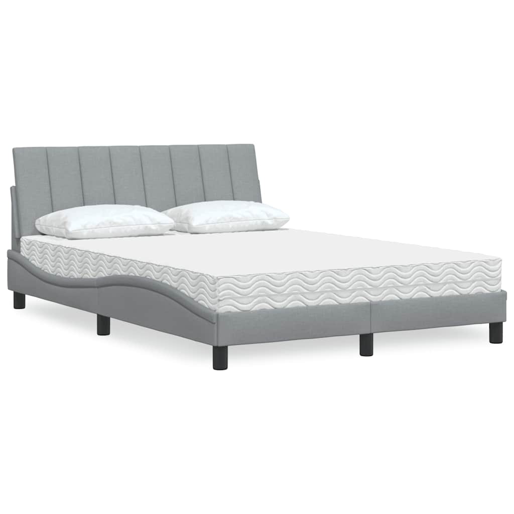 Letto con Materasso Grigio Chiaro 140x190cm Tessuto - homemem39