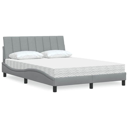 Letto con Materasso Grigio Chiaro 140x190cm Tessuto - homemem39