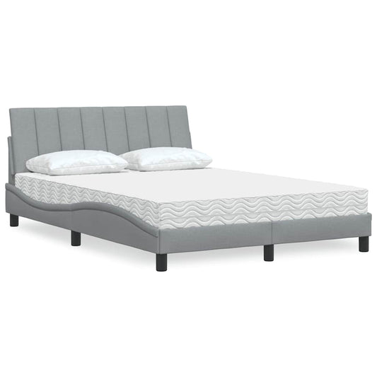 Letto con Materasso Grigio Chiaro 140x190cm Tessuto - homemem39