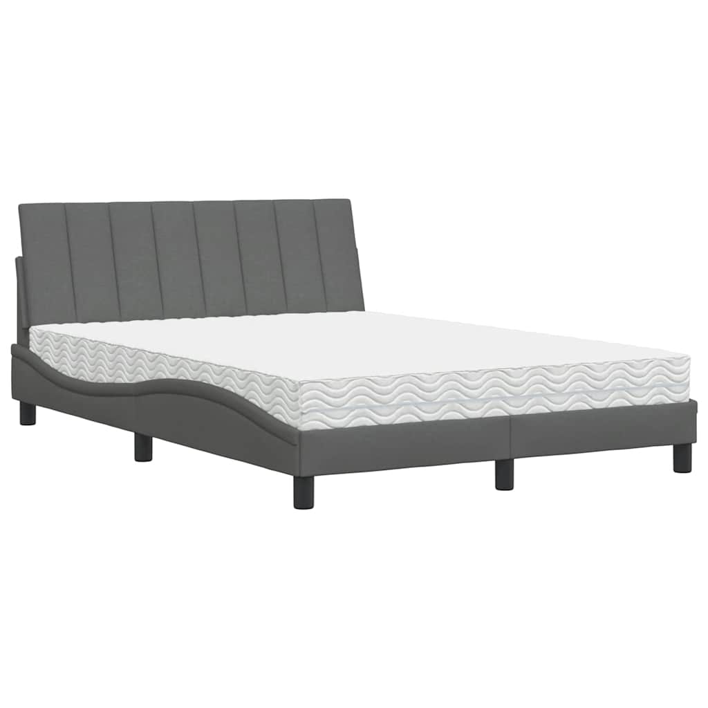 Letto con Materasso Grigio Scuro 140x190 cm Tessuto - homemem39