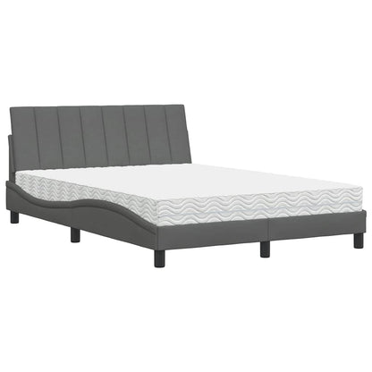 Letto con Materasso Hanko Grigio Scuro 140x190 cm Tessuto