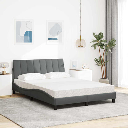 Letto con Materasso Grigio Scuro 140x190 cm Tessuto - homemem39