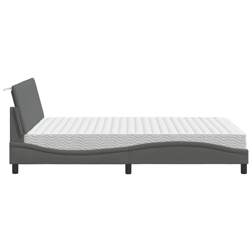 Letto con Materasso Grigio Scuro 140x190 cm Tessuto - homemem39