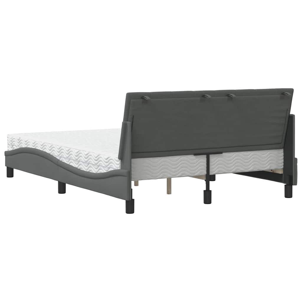 Letto con Materasso Hanko Grigio Scuro 140x190 cm Tessuto