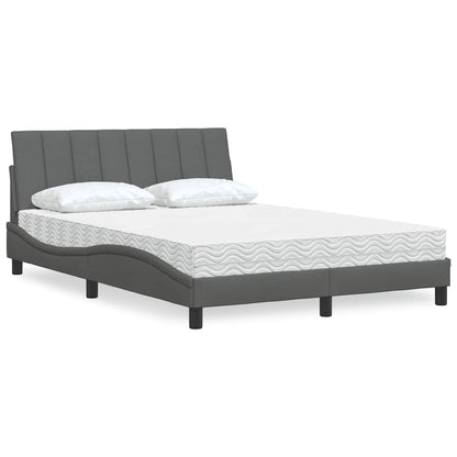 Letto con Materasso Grigio Scuro 140x190 cm Tessuto - homemem39