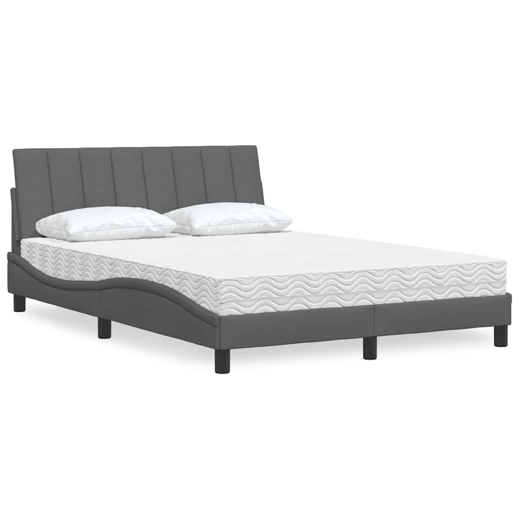 Letto con Materasso Hanko Grigio Scuro 140x190 cm Tessuto